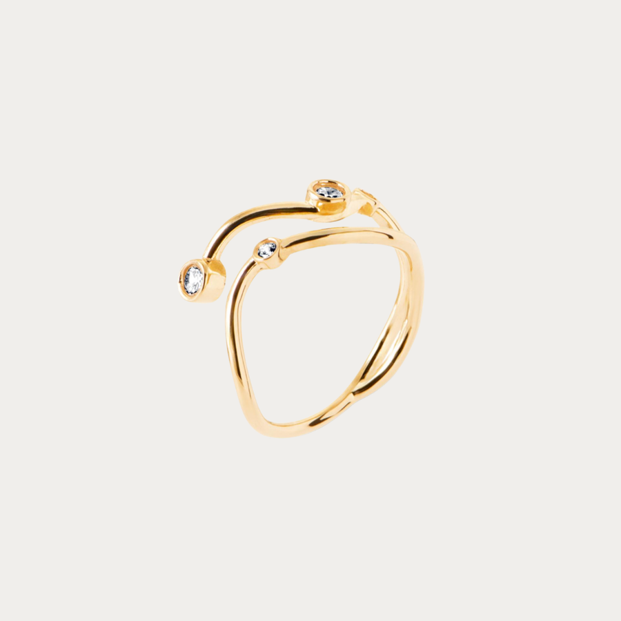 Bague dorée sertie de zirconiums – Baie aux prunes