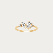 Bague dorée sertie de zirconiums – Baie longue