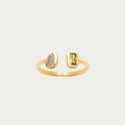Bague dorée sertie de zirconium, labradorite – Shoal Bay