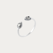 Bague ouverte argentée sertie de zirconiums – Plage des Amoureux