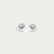 Bague ouverte argentée sertie de zirconiums – Plage des Amoureux