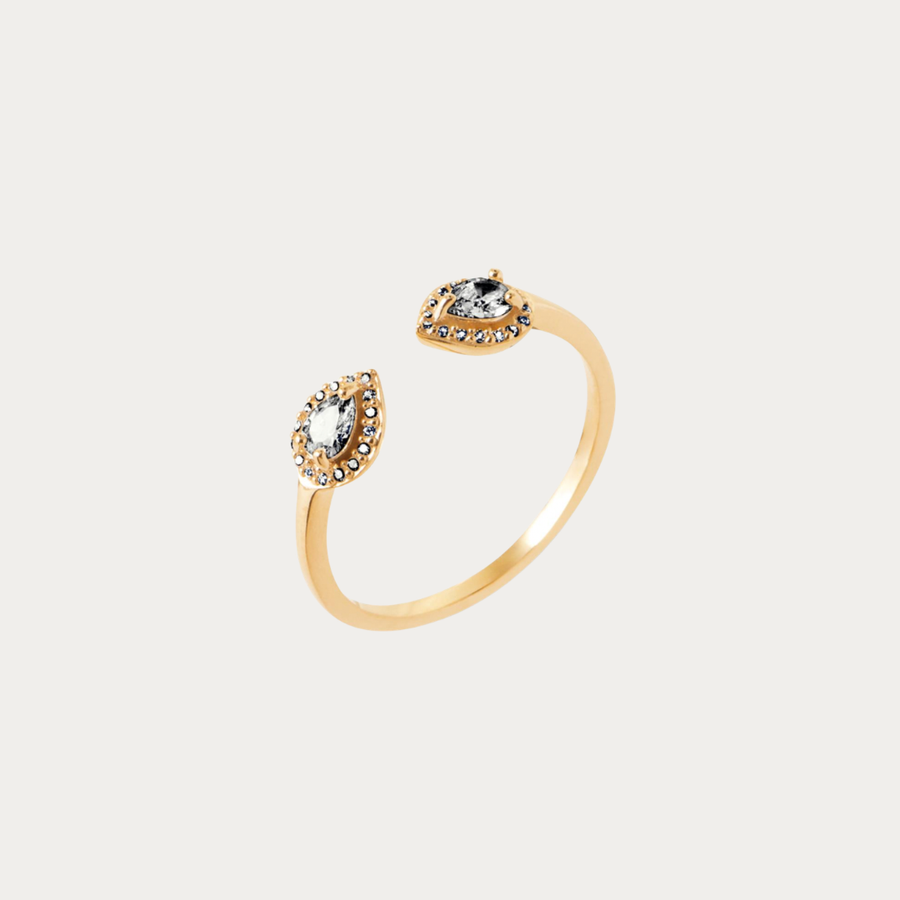 Bague ouverte dorée sertie de zirconiums – Plage des Amoureux