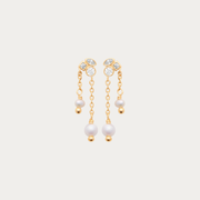 Boucles d'oreilles dorées avec perles de culture et zirconiums – Plage de Conrad
