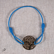 Bracelet élastique Arbre de vie bleu avec pendentif argenté