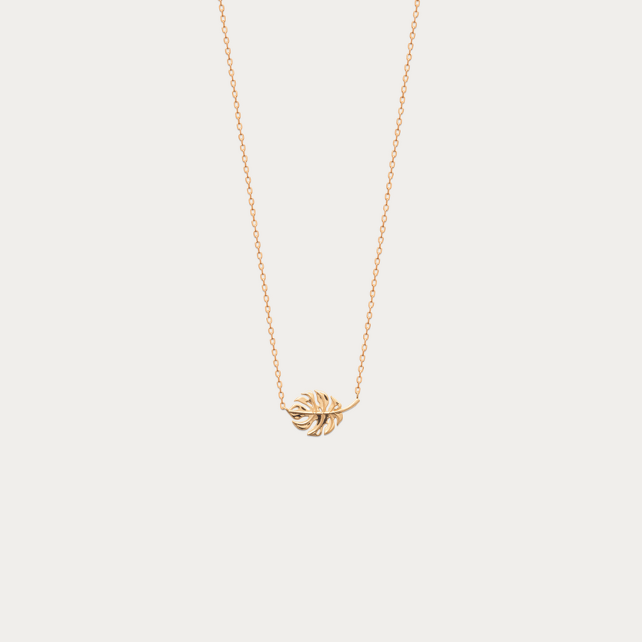 Collier chaîne Monstera doré avec pendentif feuille