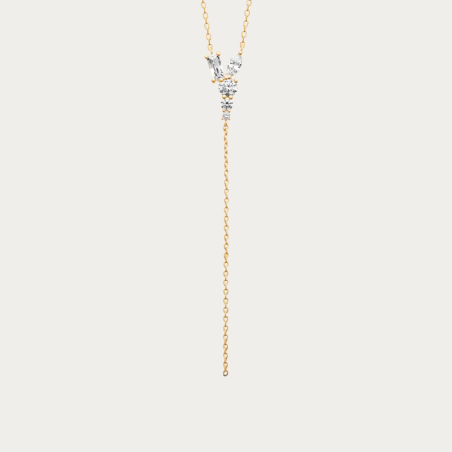 Collier doré sertie de zirconiums – Baie longue