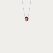 Collier chaîne Charlotte argenté avec pendentif fraise