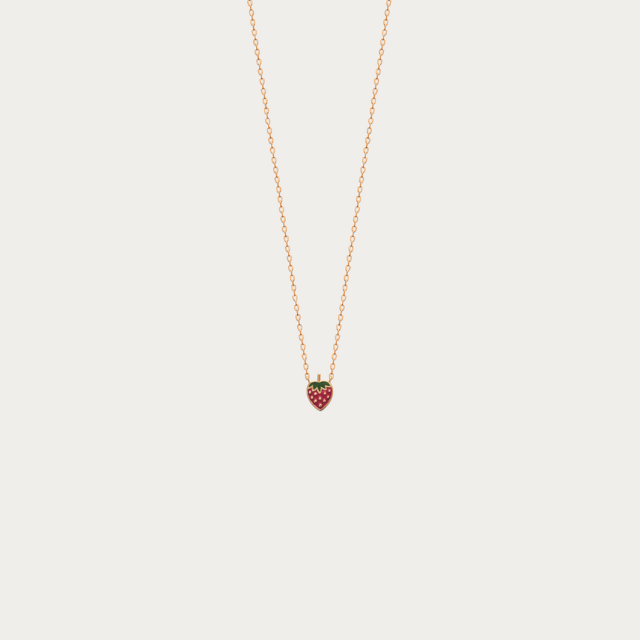 Collier chaîne Charlotte doré avec pendentif fraise