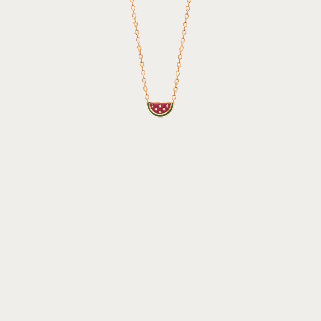 Collier chaîne Kalahari doré avec pendentif pastèque