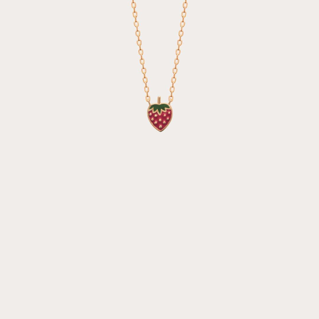 Collier chaîne Charlotte doré avec pendentif fraise