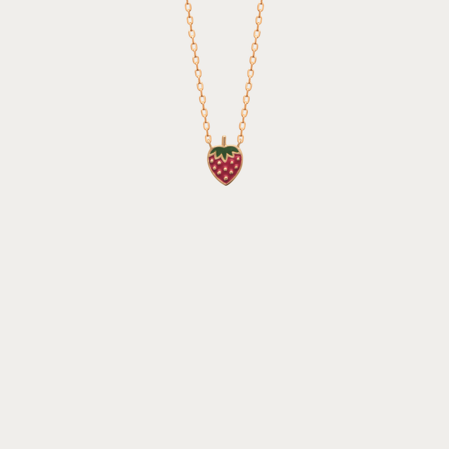 Collier chaîne Charlotte doré avec pendentif fraise