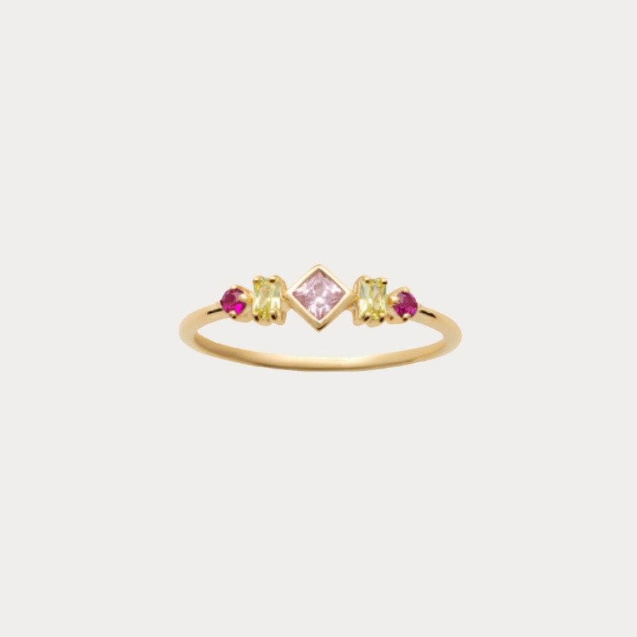 Bague fine Paraguan dorée avec zirconiums