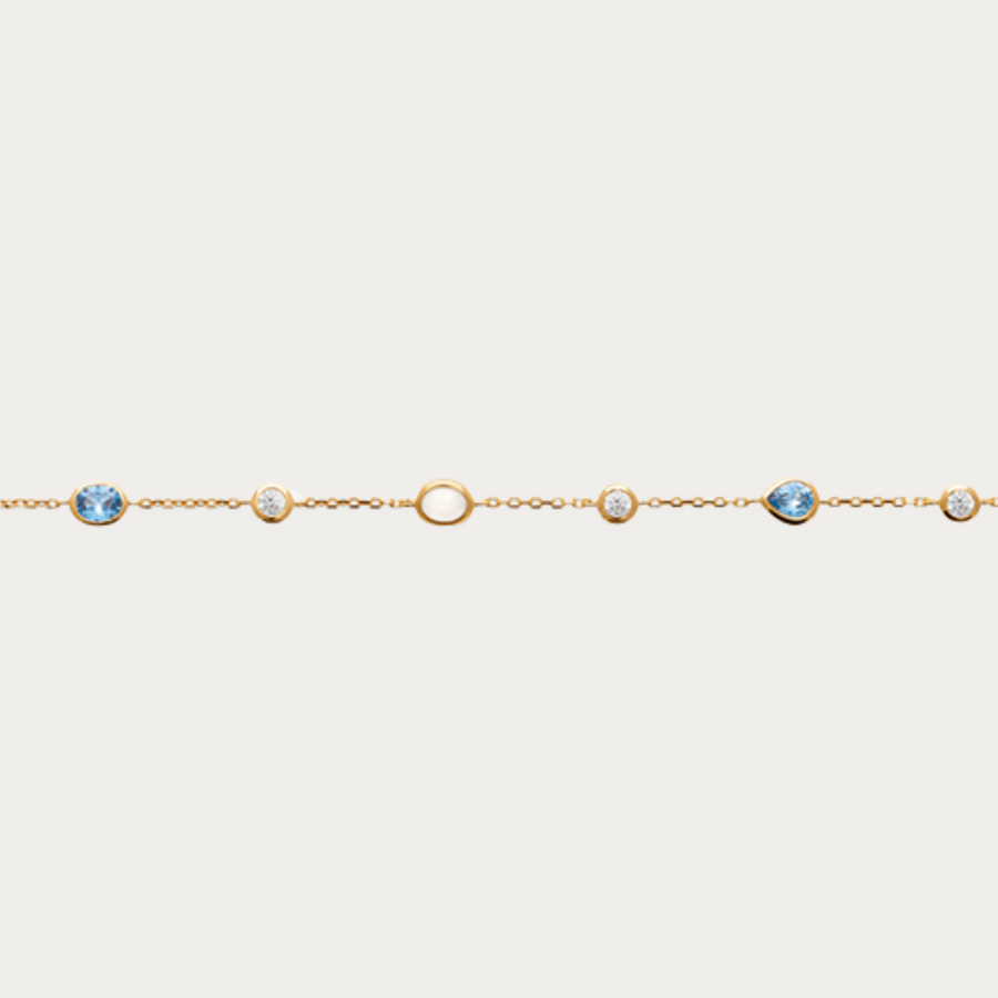 Bracelet chaîne Balistra doré avec zirconiums et Pierre de lune