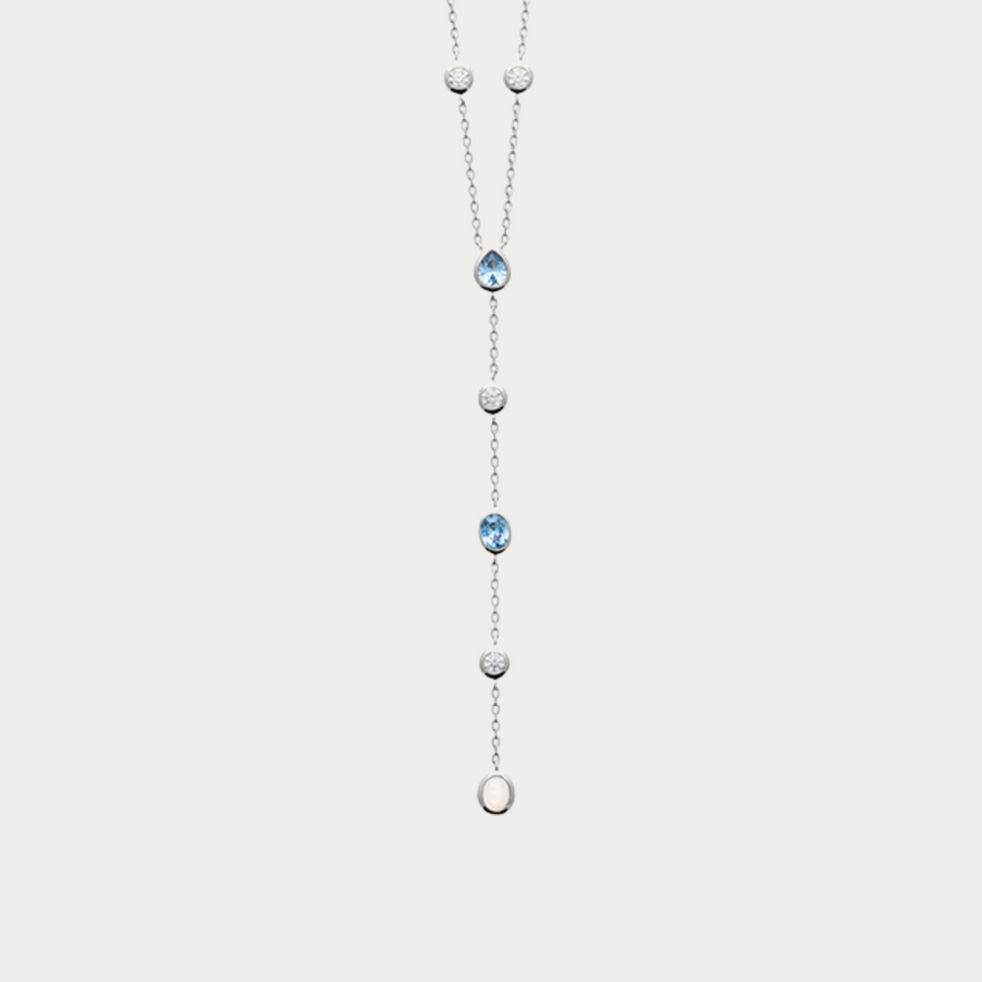 Collier pendant Balistra argenté avec zirconiums et Pierre de lune