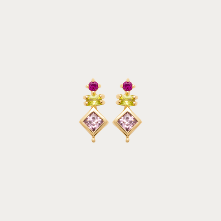 Puces d'oreilles Paraguan dorées avec zirconiums