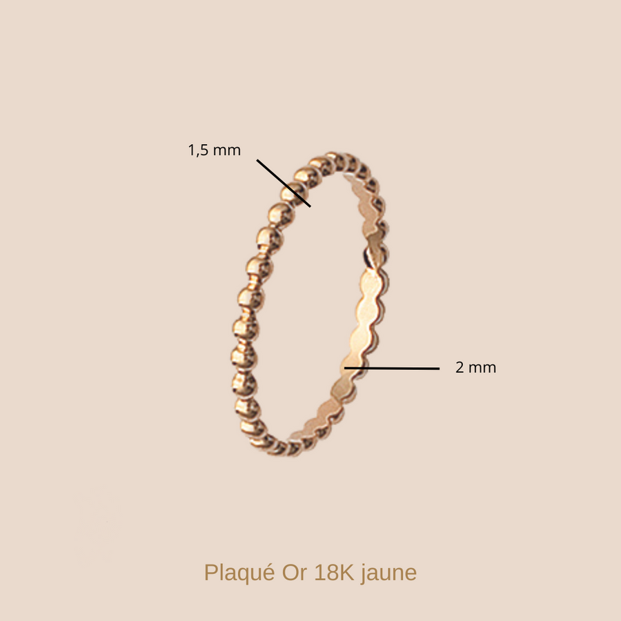 Achat bague anneau fin avec petites boules de 1,5 mm d'épaisseur et 2 mm de largeur.