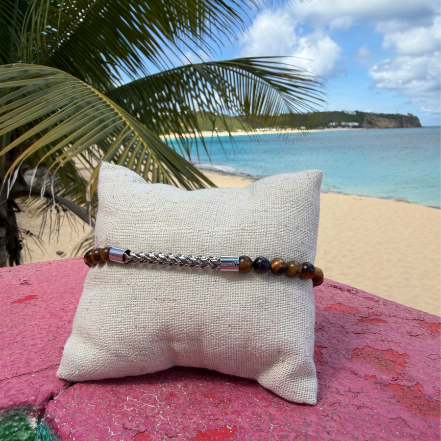 Bracelet acier avec Oeil de tigre – Well's Bay