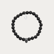 Bracelet élastique Carbone avec Pierre de Lave