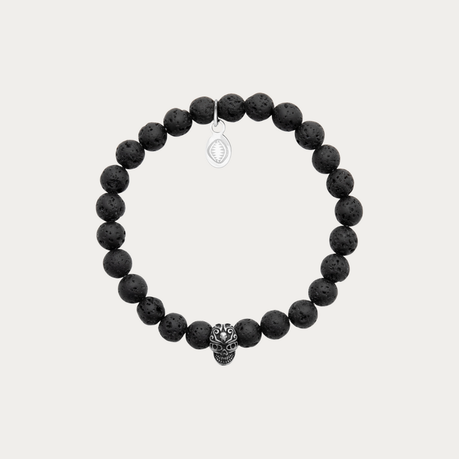 Bracelet élastique Carbone avec Pierre de Lave