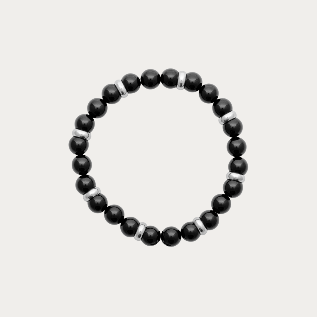 Bracelet élastique Élément avec Agate noire