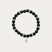 Bracelet élastique Élément avec Agate noire mate