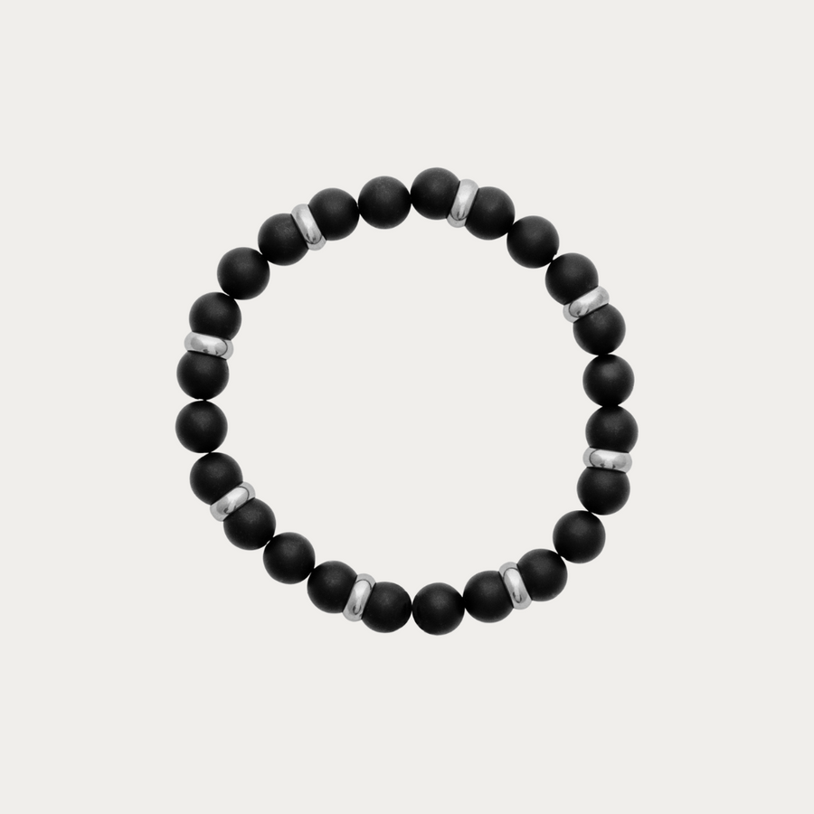 Bracelet élastique Élément avec Agate noire mate