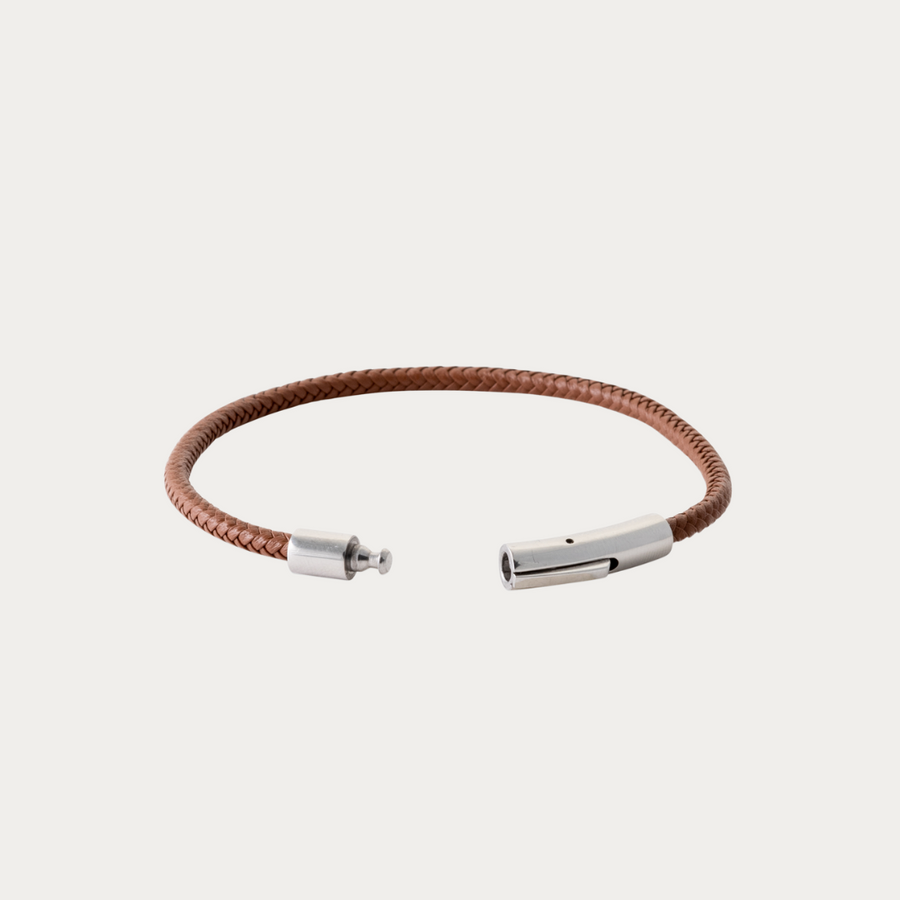 Bracelet Bari en cuir marron avec fermoir magnétique