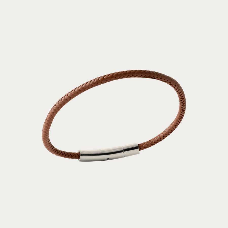 Bracelet Bari en cuir marron avec fermoir magnétique