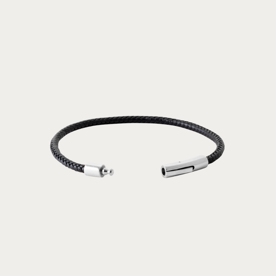 Bracelet Bari en cuir noir avec fermoir magnétique