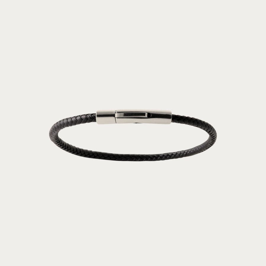 Bracelet Bari en cuir noir avec fermoir magnétique