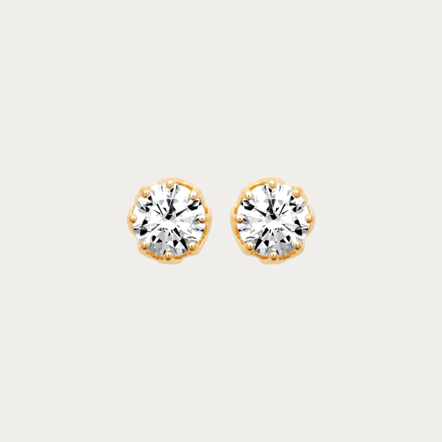 Puces d'oreilles dorées sertie de zirconium – Baie aux prunes