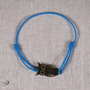 Bracelet élastique Chouette bleu avec pendentif doré