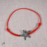 Bracelet élastique Étoile de mer rouge avec pendentif argenté