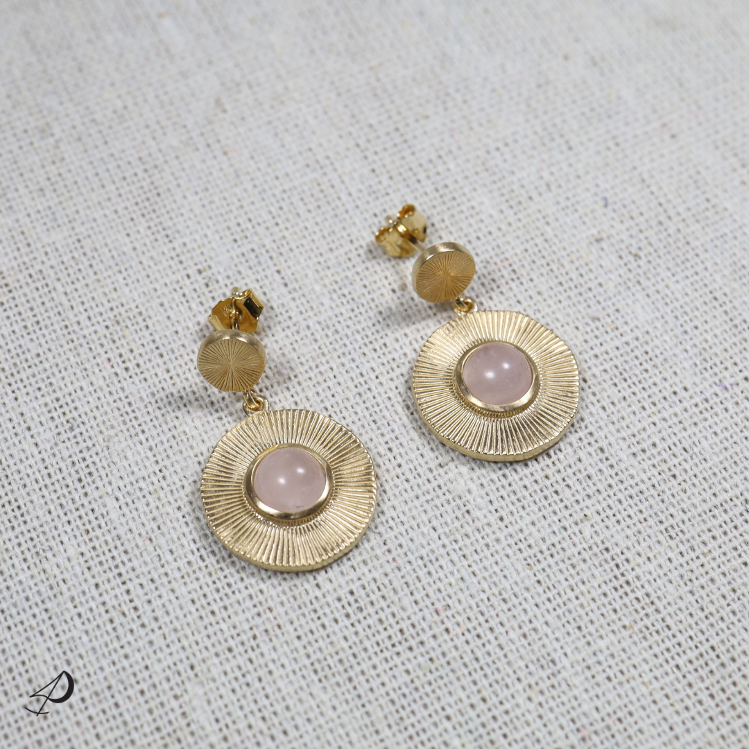 Boucles d'oreilles Tofo avec Quartz rose