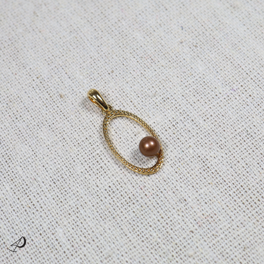 Pendentif Noorden doré avec perle marron