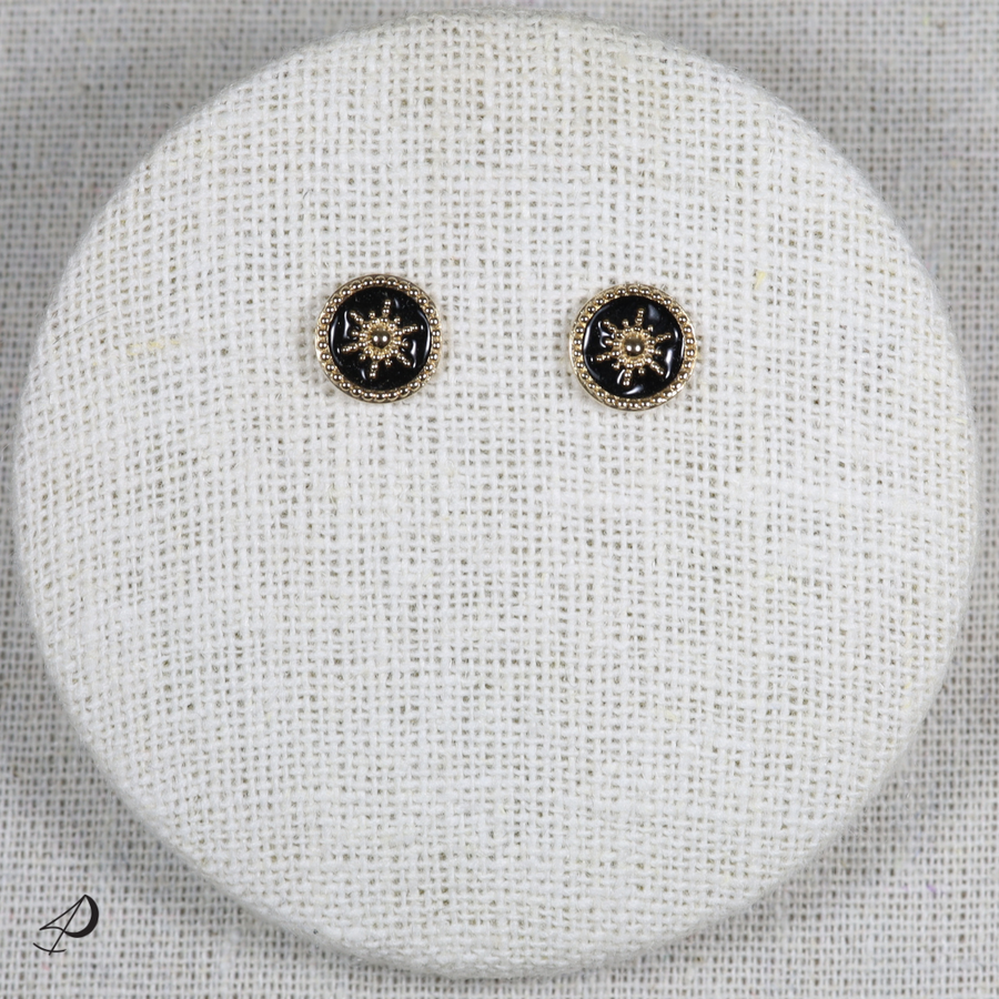 Puces d'oreilles Casablanca dorées et laque noire
