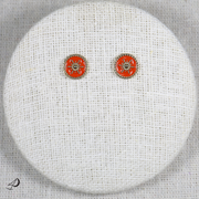 Puces d'oreilles Casablanca dorées et laque orange